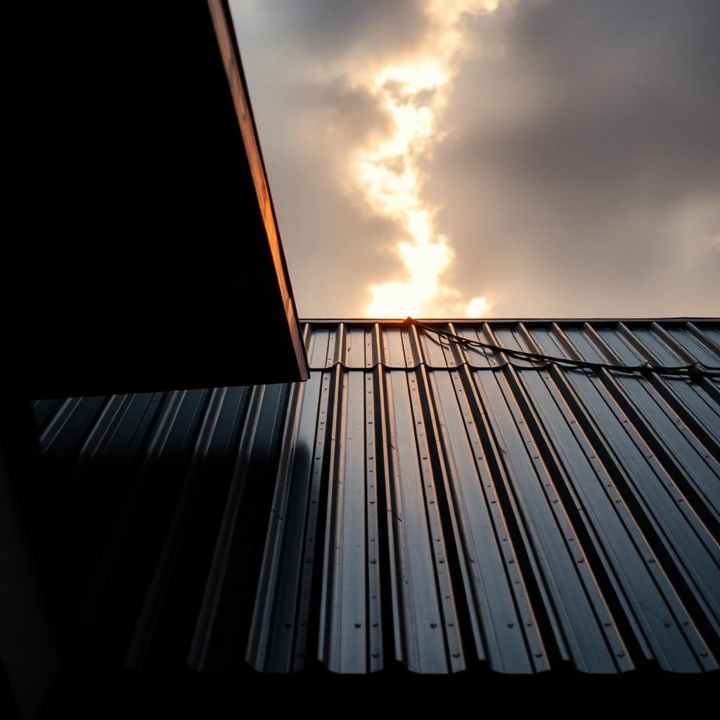 Charcoal box profile mabati roofing sheets on a Kenyan building at sunset — Heritage Mabati building materials yard supplies roofing nationwide